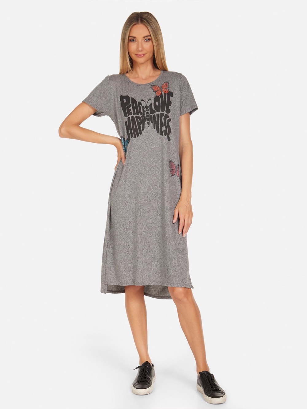 GENESIS CRYSTAL LOVE BUTTERFLY Shirt Dress by Lauren Moshi, size S